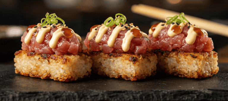 entrada-crispy-rise-salmon-cocina-peruana-san-gil